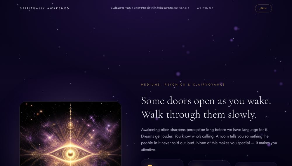Spiritually Awakened 'Sight' section on mediums, psychics and clairvoyance